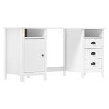 vidaXL Bureau Hill, wit, 150x50x74 cm, massief grenenhout