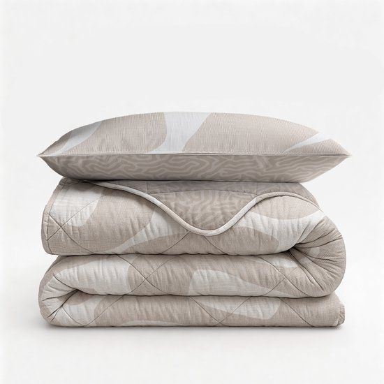 Sleeptime 2 in 1 Dekbed zonder Overtrek Triangles - Dekbed - 240 x 200 cm + 2 x kussenslopen 60x70 - Zand