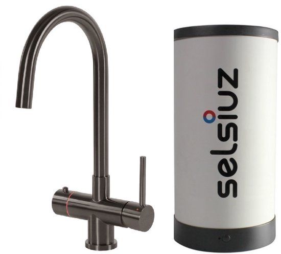 Selsiuz Rond Gun Metal Zwart met Single boiler - 350213
