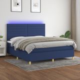 Maison Exclusive - Lit boxspring avec matelas et éclairage LED, bleu, 160x200 cm, textile