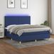 Maison Exclusive - Lit boxspring avec matelas et éclairage LED, bleu, 160x200 cm, textile