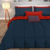 PETTI Artigiani Italiani - Winterdekbed 240x260 cm 2-Persoons, Warm Dubbelzijdig Dekbed Nachtblauw Bordeaux, Anti-allergisch Microvezel 300g/m², Zacht en Behaaglijk, Made in Italy