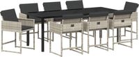 vidaXL Tuin Eettafel Set 9 st Lichtgrijs poly rattan