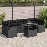 Maison Exclusive - Tuinset met 8 zitplaatsen, zwarte polyrotan loungeset
