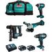 Makita Kit Mk401 (ddf482 Dhr171 Dga504 Dtd152 2 X 5,0 Ah Dc18rc Lxt600)