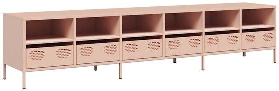 VidaXL TV-meubel 202x39x43,5 cm koudgewalst staal roze