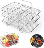 Merkloos / Sans marque Wan GmbH Air Fryer Grill Grate - 304 Stainless Steel - Air Fryer Accessories - Drievoudige Laag Stapelontwerp - Geschikt voor Air Fryer AF300EU