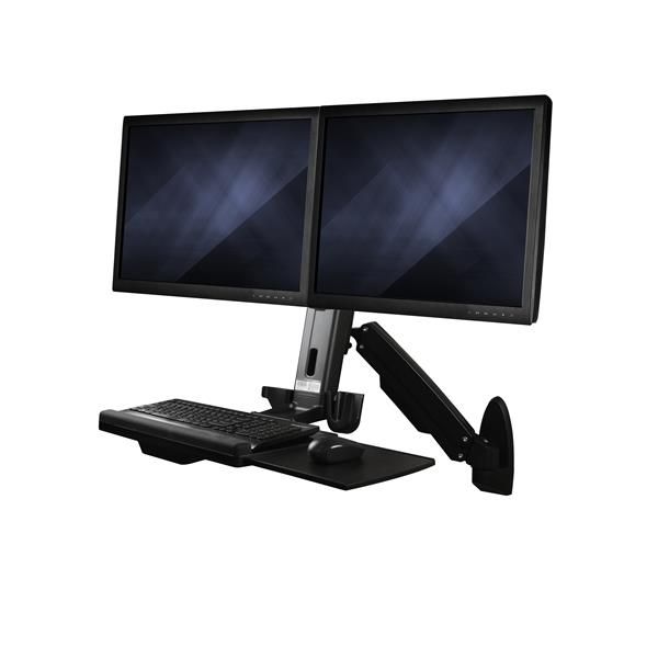 StarTech.com Wand monteerbaar zit-sta bureau werkplek dual monitor - Zwart