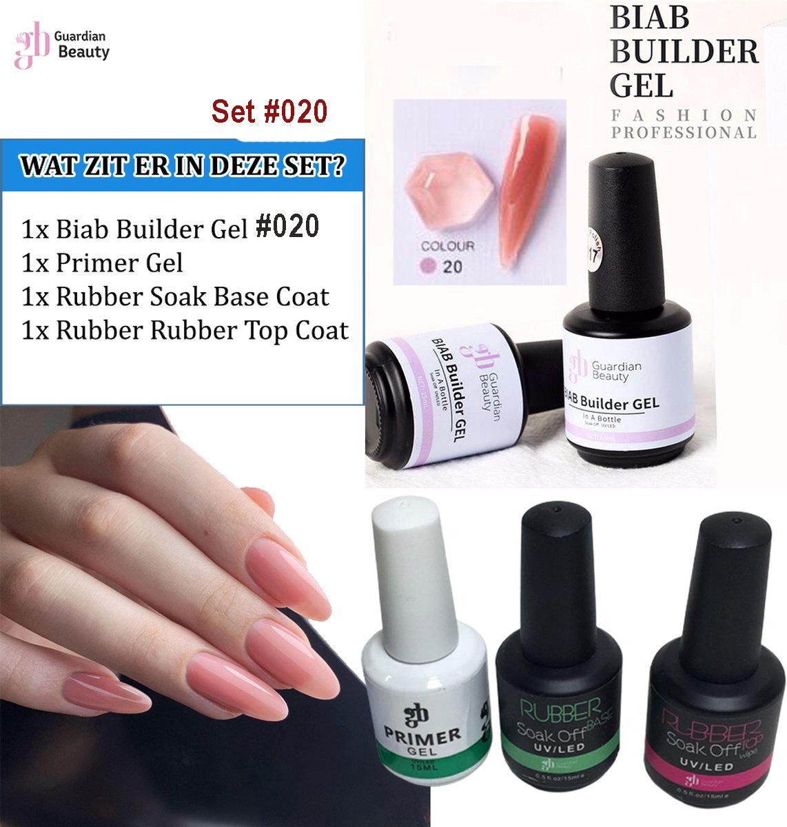 Guardian Beauty BIAB Builder Gel Set #20 - Nagellak Gel - BIAB Builder - Biab Gel - Biab Nail Gel