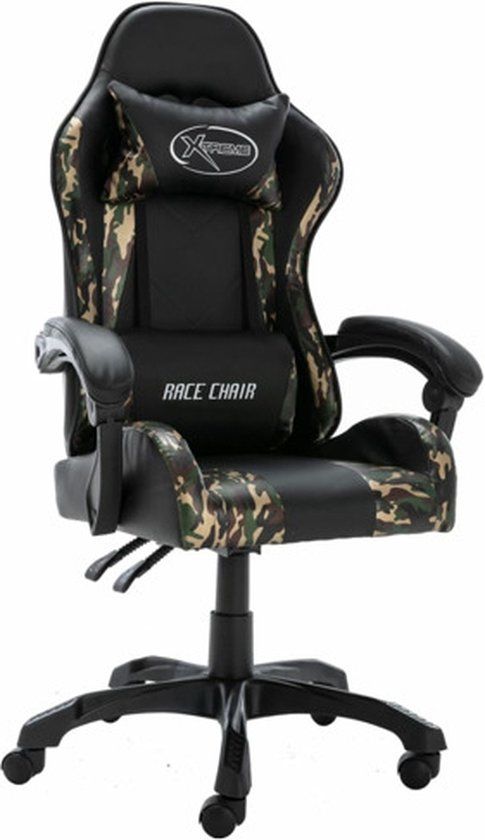 vidaXL Racestoel kunstleer zwart en camouflage