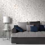 Chantemur Landelijk behang bloemen, behang wit crème