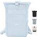 Sac à dos bleu clair avec fermeture enroulable et compartiment pour ordinateur portable, adapté aux études et au travail