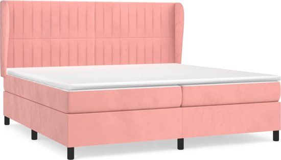 VidaXL Boxspring met matras fluweel roze 200x200 cm