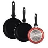 Well Home Set de 3 casseroles, Ø 16 x 20 x 24 cm, en aluminium embouti, cuivre-métallique