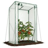 VOUNOT® Kweekkas Foliekas 100x50x150 cm, Schuin Dak Kas, Tuinkas voor Tomaten Groenten Bloemen & Fruit, Versterkte PE-Folie 135 g/m², Wit