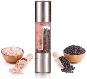 Molen van staal - Set met twee universele molens - Peper- en zoutmolen met dubbele maler - Handbediende peper- en zoutmolen - Kruidenmolen - Handig keukenaccessoire - Ideaal voor picknick of barbecue