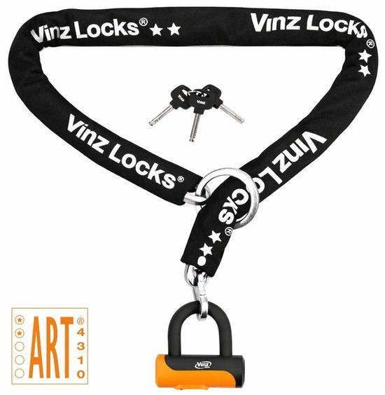 VINZ Locks Tibba Fietsslot ART 2 - 120 cm Kettingslot - Zwart