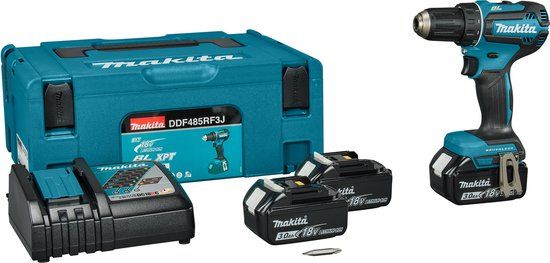 Makita DDF485RF3J LXT 18V Klopboor-/Schroefmachine | 3x Accu | Li-Ion