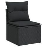 vidaXL 7-delige Loungeset met kussens, polyrattan, zwart