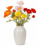 Mica Decorations Boeket Kunstbloemen Klaprozen Poppy - H62 cm - 4 kleuren mix - 8 stelen