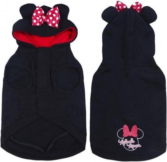 MINNIE Dog Hoodie XXS (Length 22cm - Chest 34-42cm) - Black