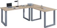 VCM L-vormig bureau, L-vormig gamingbureau, hoekbureau, wit, Sonoma-Eiche, 190x160 cm