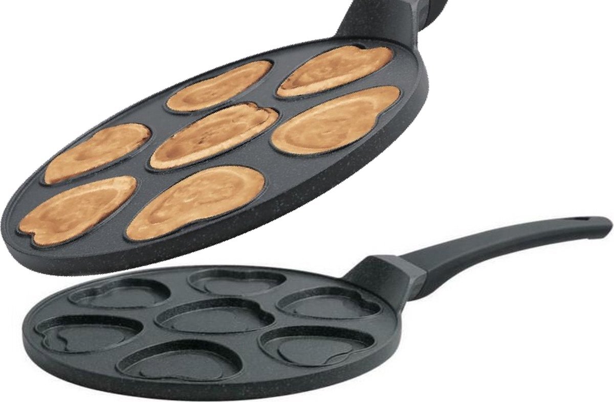 Hakal Crêpemaker - Pancake Maker - Pancake pan hart vorm 7 hole - Marmeren Anti Aanbaklaag