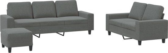 vidaXL 3-delige Loungeset Stof Donkergrijs