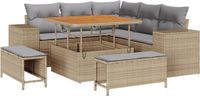 vidaXL Salon de jardin 8 pièces Beige Polyrotin