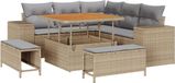 vidaXL Salon de jardin 8 pièces Beige Polyrotin