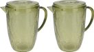 Excellent Houseware Carafe/carafe d'eau - 2x - vert - 2500 ML - plastique - D14 x H21 cm