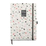 Miquelrius Kalender 2026, weekoverzicht, A5+, 155 x 213 mm, weekplanner, hardcover, spiraalbinding, elastieksluiting, 80 g/m² papier, ES-EN-PT, terrazo