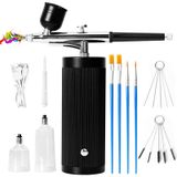 Airbrush Airbrushset met compressor - Airbrush pistool - 0,4 mm mondstuk - Draadloos, Usb-c - Zwart