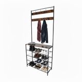 Merkloos Relaxdays Kapstok met schoenenrek - 80 cm breed - 9 haken - tot 90 kg