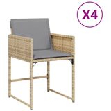 vidaXL Tuinstoelen 4 stuks met kussens Polyrattan Grijs