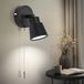 Lampe murale noire sans marque avec interrupteur à tirette pour intérieur