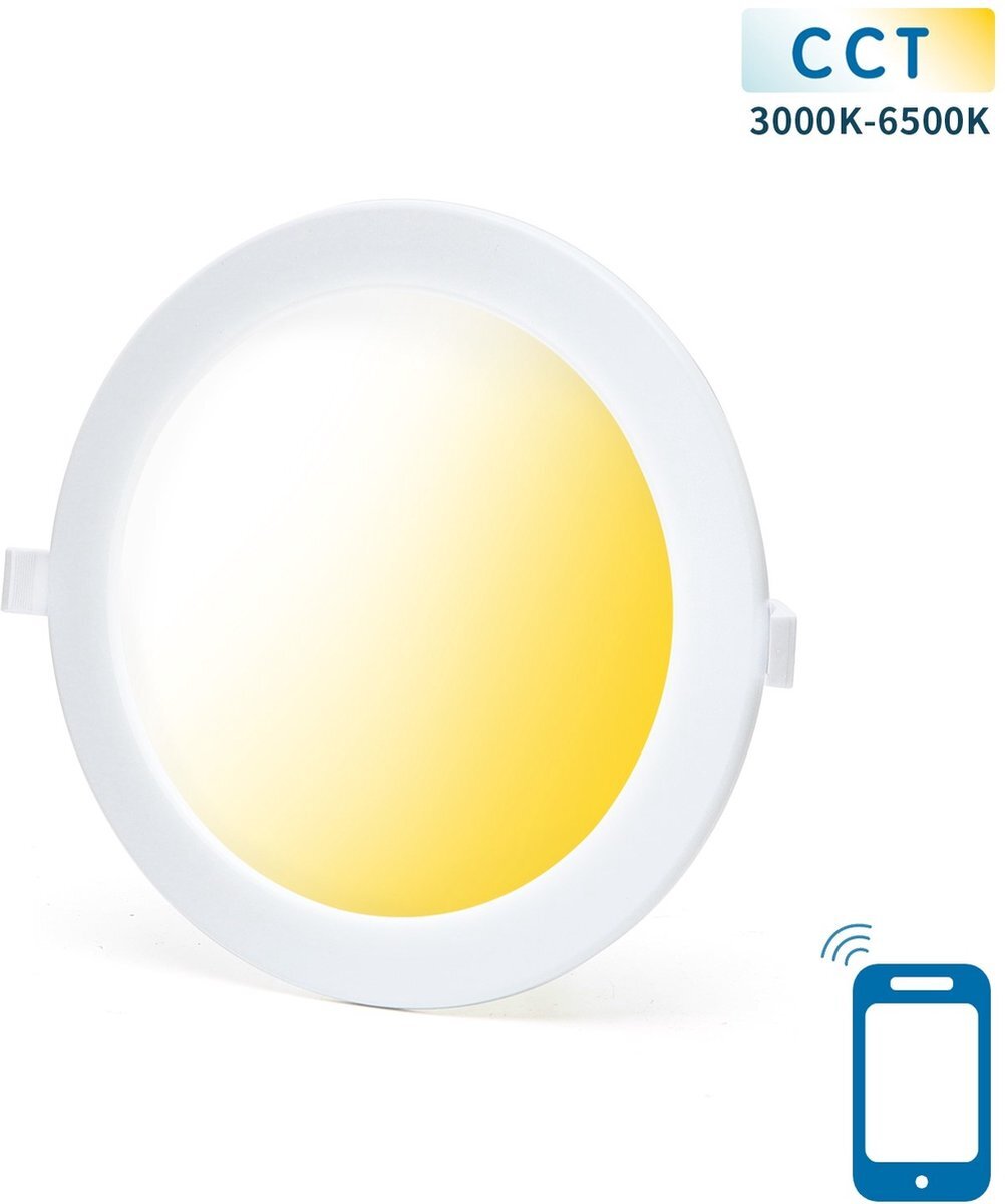 Aigostar Downlight - inbouwspot Ø 22cm WiFi CCT 3000K-6500K | warmwit - daglichtwit - LED 18W=140W halogeen