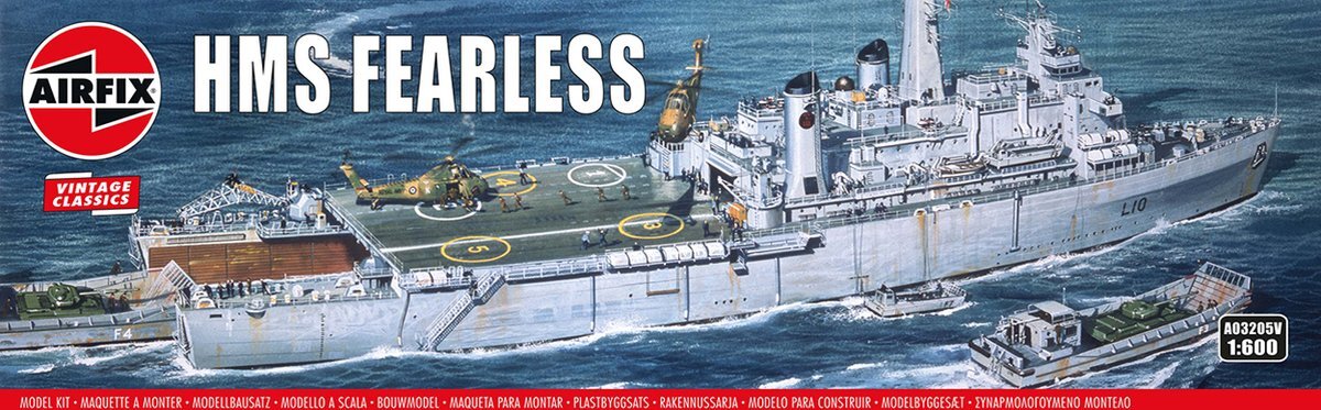 Airfix HMS Fearless. Oorlogsschepen. Vintage Classics