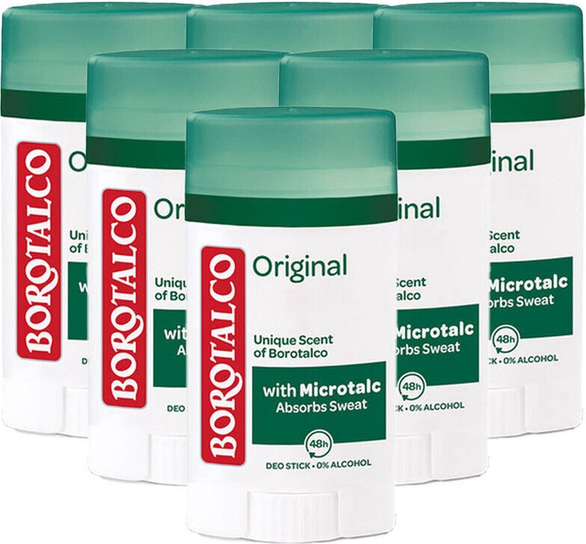 Borotalco Original Deodorant Stick - 6 Stuks - Alcoholvrij - Ph Neutraal - Deodorant Voordeelverpakking