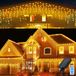 Lampes solaires stalactites, 8 mètres, 288 LED, 48 guirlandes, 8 modes, USB