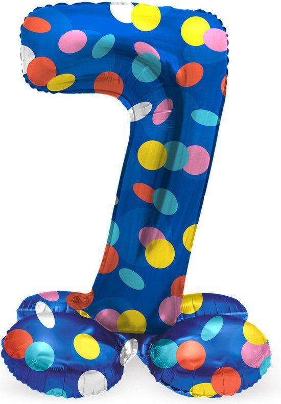 Folat Staande Folieballon Cijfer 7 Colorful Dots - 72 cm