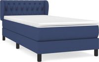 vidaXL Boxspring met matras stof blauw 90x200 cm