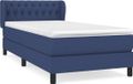 vidaXL Boxspring met matras stof blauw 90x200 cm