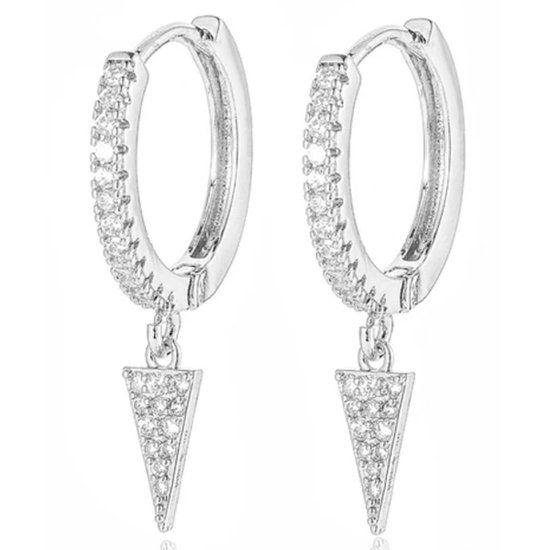 LGT JWLS Lookinggoodtoday LGT JWLS Oorringen met Driehoek Hanger - Triangle Silver