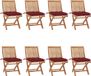 vidaXL Fauteuils pliants avec coussins, set de 8 pièces, bois de teck massif