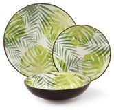Panama Servies, 18-delig, steengoed, bladmotief, groen