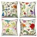 Housses de coussin décoratives avec motifs floraux et papillons, lot de 4