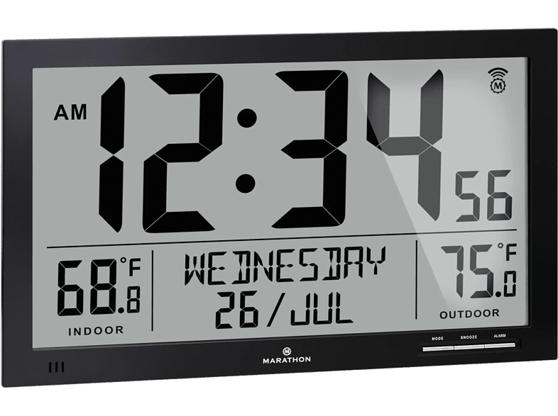 Marathon Numerieke Klok 15" Full Calendar Zwart (CL030066BK)