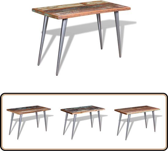 vidaXL Eettafel massief gerecycled hout 120x60x76 cm