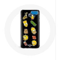 Maniacase Hoesje voor Samsung Galaxy j3 2016 The Simpsons stickers zwarte achtergrond